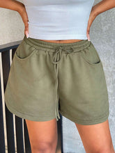 SXY Drawstring Waist Slant Pocket Solid Track Shorts